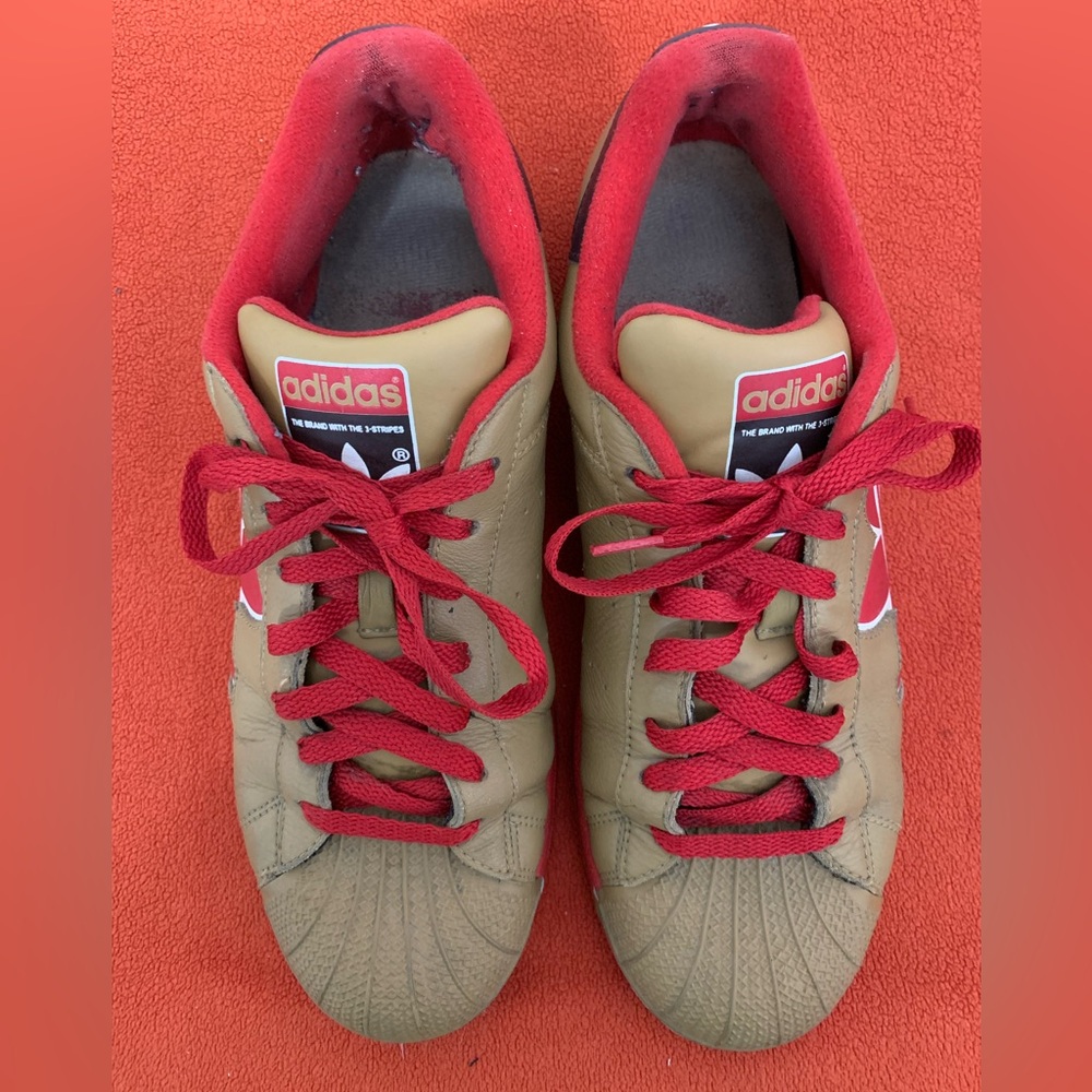 Rare Vintage Adidas Tan Sneakers with Red Accents
